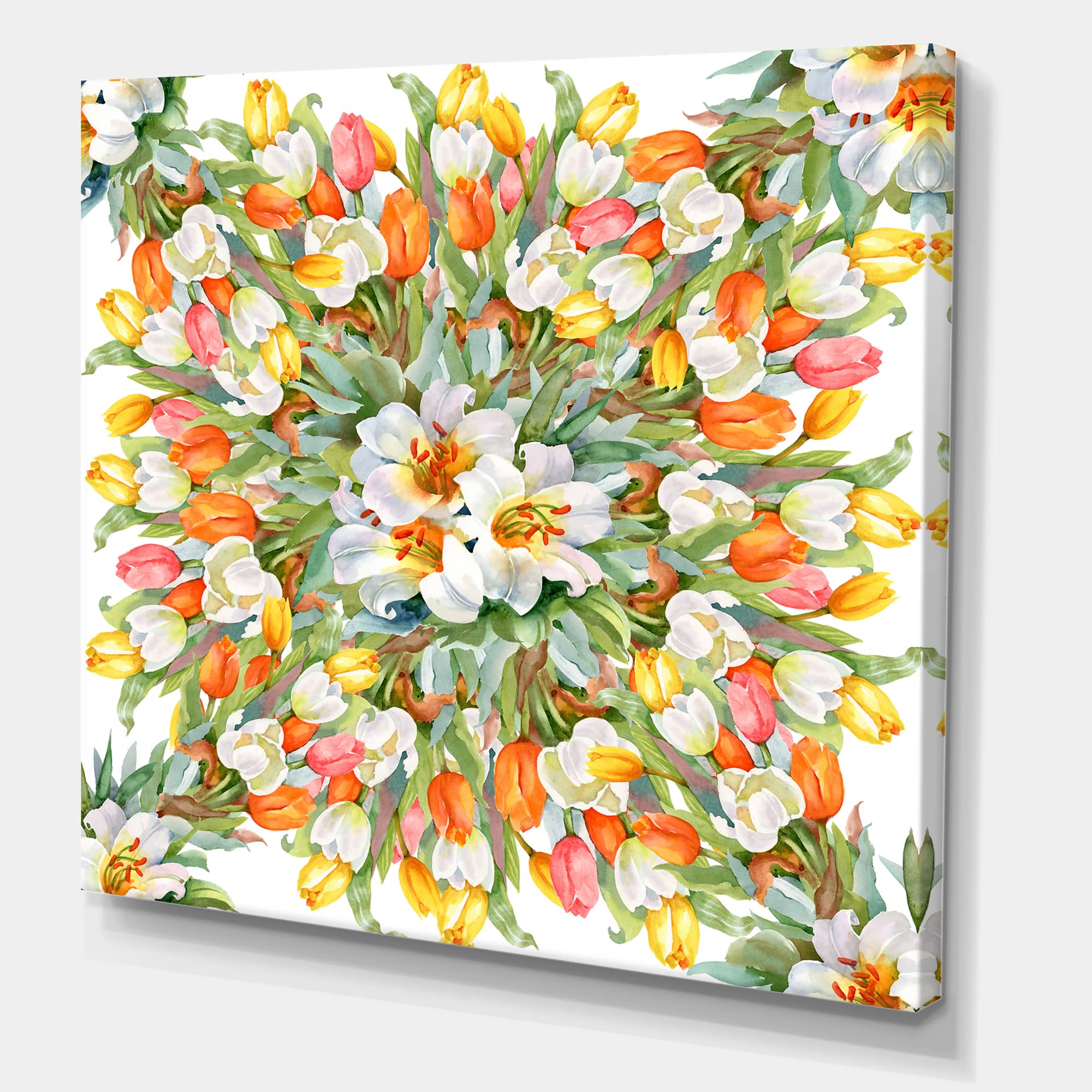 Designart - Blooming White and Orange Tulips II
